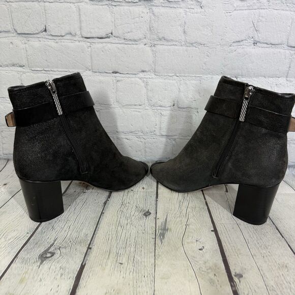Donald Pliner Ankle Peep Booties Sandals Leather Suede Size 6 Buckle Biker Punk - Picture 5 of 11